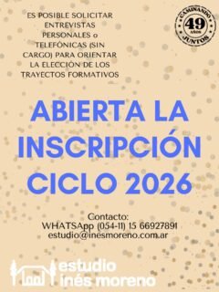 CURSOS ANUALES 

📚Para aquellos que desean FORMACtON en JUEGO, CREATIVIDAD, INTELIGENCIA EMOCIONAL y el entrenamiento en ROLES DIRECTIVOS. 

🌟Encuentros quincenales.

🗓 Comienzan en Abril.

💻OnLINE

🔄METODOLOGÍA LUDICA

🛎️CLASE INTERACTIVA 

👥Grupos Reducidos.

🖋️Contenidos, informes, costos e inscripción al
👩‍💻
www.inesmoreno.com.ar

📩 estudio@inesmoreno.com.ar 
📩 inesmorenoestudio@gmail.com 
📩 contacto@inesmoreno.com.ar

📲WHATSAP 
(054-11) 15 66927891
  (solo mensaje)

#estudioinesmoreno #formacionencreatividad #entrenamientodirectivo #marcoteoricomultidiciplinario
#asesorías