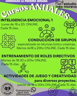 ¡EL MOMENTO ES AHORA! 🚀✨

¡Estamos saltando de alegría! Esta semana abrimos las puertas de nuestros Cursos Anuales y la energía ya se siente increíble. Pero atención... ¡quedan los ÚLTIMOS CUPOS disponibles! 😱

Si estabas esperando una señal para empezar tu transformación, es esta. No dejes que pase otro año mirando desde afuera cómo otros potencian su creatividad y liderazgo.

🌈 Nuestras propuestas:

🧠 Inteligencia Emocional 1

👥 Conducción de Grupos (Técnicas lúdico-creativas)

💼 Entrenamiento de Roles Directivos

🎮 Actividades de Juego y Creatividad

⏳ ¡Todavía estás a tiempo de sumarte! Pero corre, porque los grupos son reducidos para garantizar una experiencia personalizada.

📩 Escribinos por WhatsApp ya mismo y asegurá tu lugar. ¡No digas que no te avisamos! 😉

Opción 2: Inspiradora y Emocional