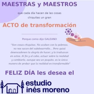 Son cosas chiquitas.
Un cuaderno corregido con amor.
Una explicación dada por tercera vez.
Un “¿cómo estás?” antes de empezar la clase.

Y sin embargo, ahí, en lo chiquito, empieza todo lo grande.

Feliz día a las maestras y maestros que transforman todos los días.

Estudio Inés Moreno